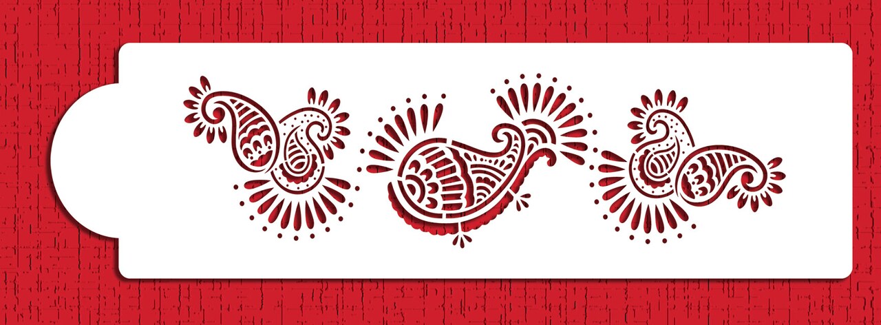 Mehndi Cake Stencil Tier #5 | C394 by Designer Stencils | Cake Decorating Tools | Baking Stencils for Royal Icing, Airbrush, Dusting Powder | Reusable Plastic Food Grade Stencil for Cakes | Easy to Use & Clean Cake Stencil